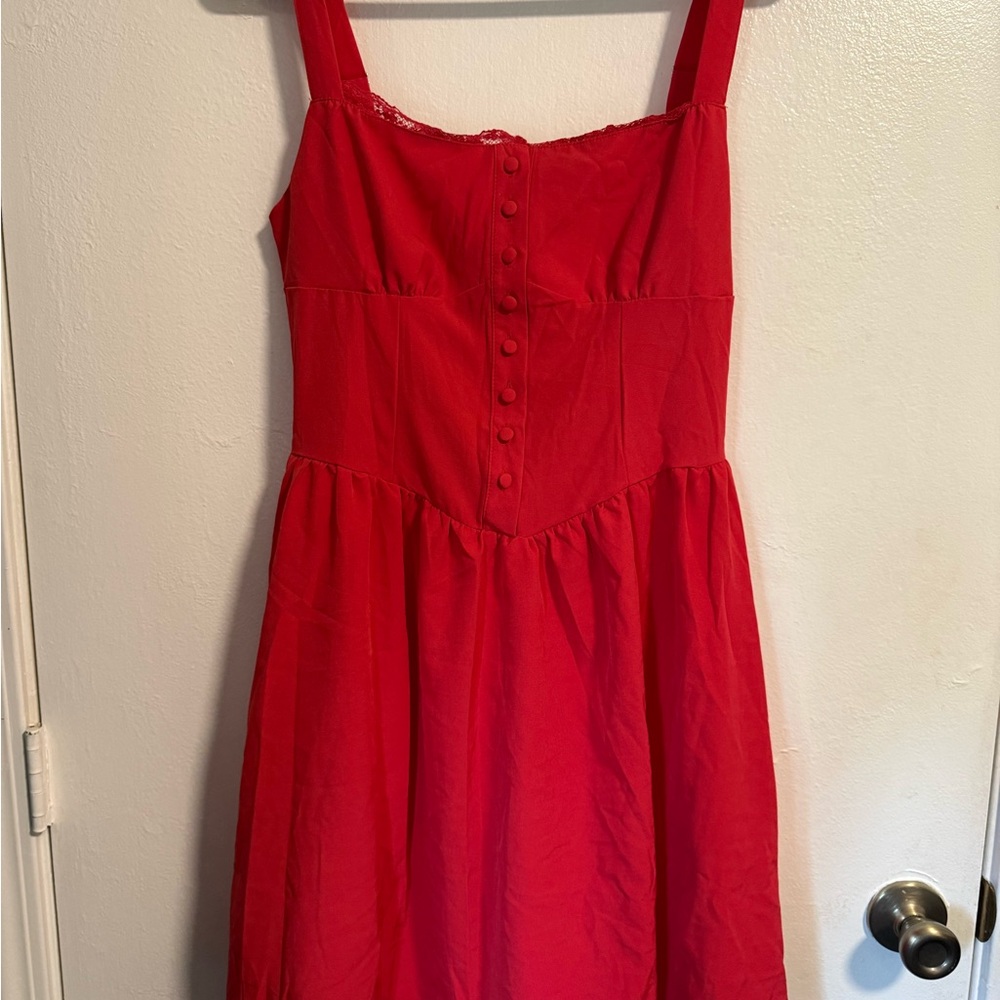 SHEIN Scarlet Buttoned Corset Midi Dress